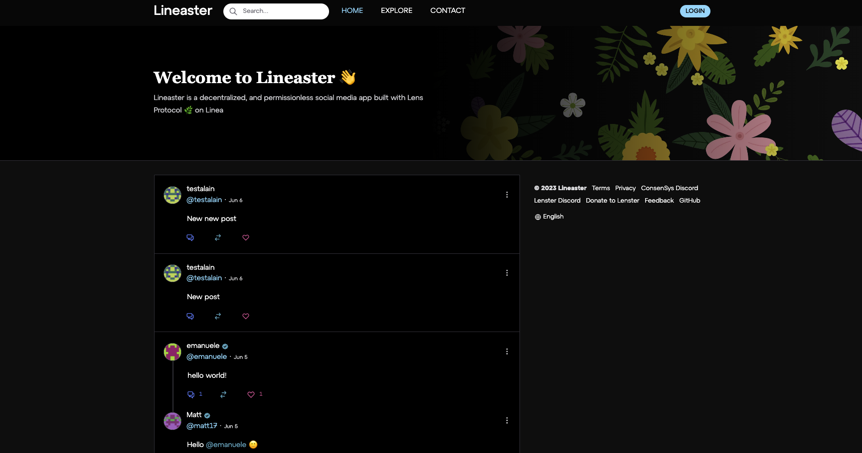 Lineaster homepage